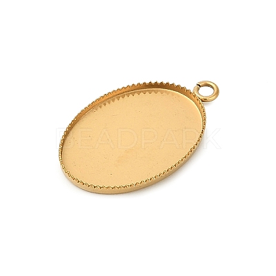 Ion Plating(IP) 304 Stainless Steel Pendant Cabochon Settings X-STAS-WH0055-02B-G-1