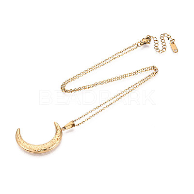 304 Stainless Steel Pendant Necklaces NJEW-T018-20G-1