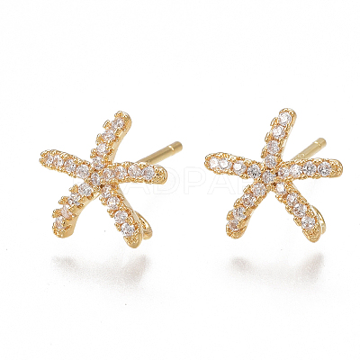 Brass Stud Earring Findings X-KK-T038-470G-1