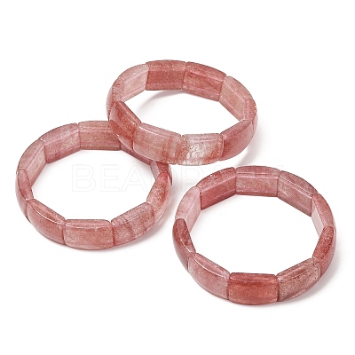 Rectangle Natural Strawberry Quartz Beaded Stretch Bracelets for Women Men GG-CBA9ACE-C10-1