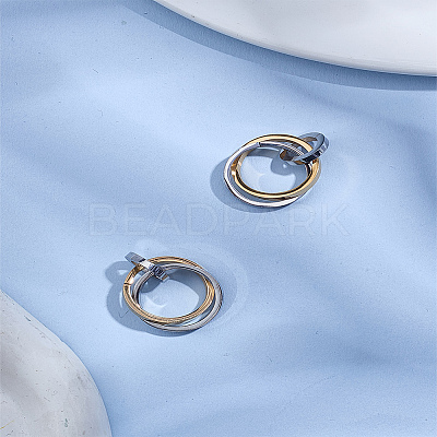2Pcs 304 Stainless Steel Interlocking Ring Pendants STAS-LP0002-84G-1