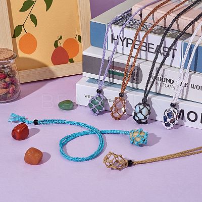 Braided Waxed Cotton Thread Cords Macrame Pouch Necklace Making AJEW-SW00022-02-1