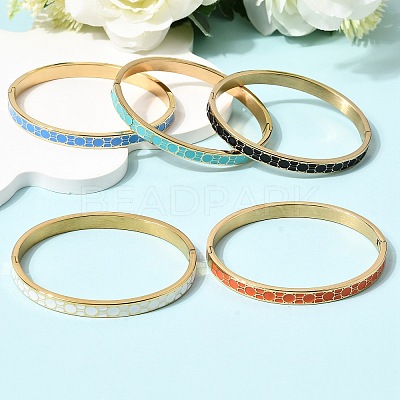 304 Stainless Steel Enamel Hinged Bangles BJEW-D408-43G-1