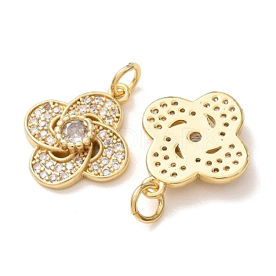 Brass Micro Pave Clear Cubic Zirconia Pendants CU-CBA2907-03C-G-1