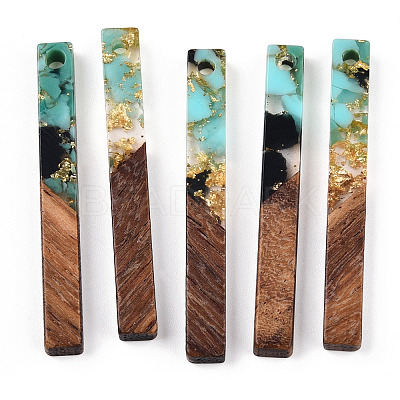 Transparent Resin & Walnut Wood Pendants RESI-N039-24G-1