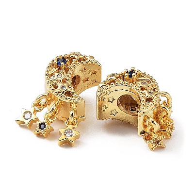Brass Micro Pave Cubic Zirconia Beads KK-A189-08G-1