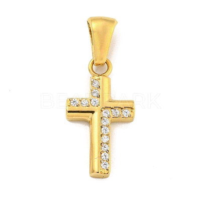 Ion Plating(IP) 304 Stainless Steel Cubic Zirconia Pendants STAS-C102-04A-G-1