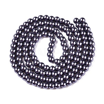 Baking Paint Pearlized Glass Pearl Round Bead Strands X-HY-Q330-8mm-73-1