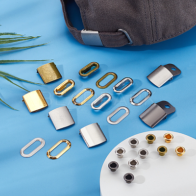 40 Bags 5 Colors Iron & Brass Peaked Cap Adjuster Kits FIND-GA0007-45-1