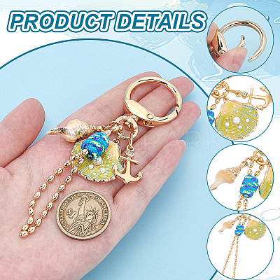 1Pc Zinc Alloy Shell Shape Keychains KEYC-NB0001-83-1