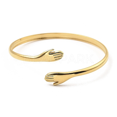 304 Stainless Steel Open Cuff Bangles BJEW-P302-01G-1