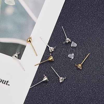 Brass Post Earring Findings KK-SC0001-61-1