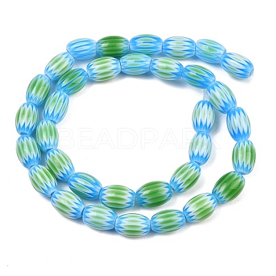 Handmade Millefiori Glass Oval Bead Strands LK-Z001-01B-03-1