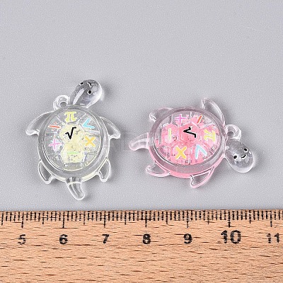 Transparent Acrylic and Glitter Powder Pendants TACR-T028-68-1
