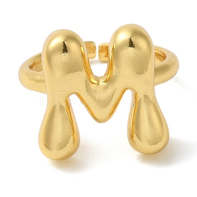 Initials Brass Open Cuff Ring for Women RJEW-N046-02M-G-1