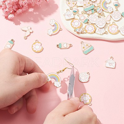 40Pcs 8 Styles Alloy Enamel Pendants ENAM-CJ0004-76-1