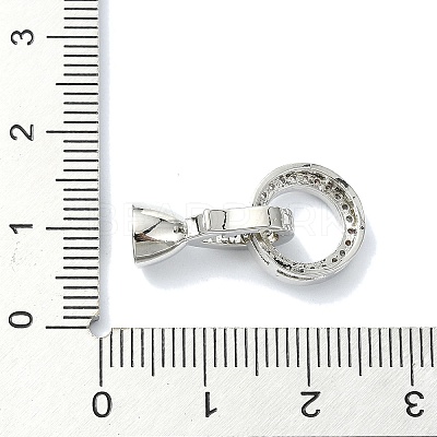 Rack Plating Brass Pave CLear Cubic Zirconia Fold Over Clasps KK-M282-47P-1