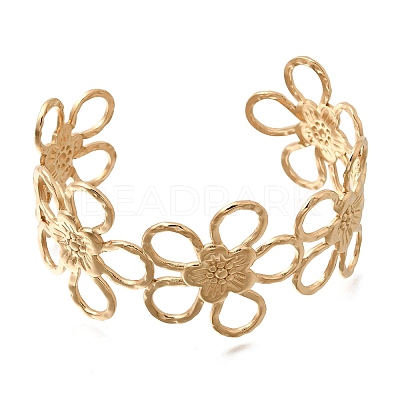 Boho 304 Stainless Steel Hollow Link Cuff Bangles SA-CBA1E89-01C-G-1