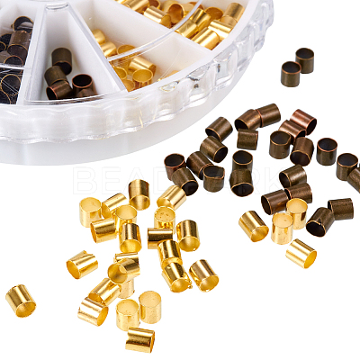 Column Brass Tube Crimp Beads 6 Colors in 1 Box for Jewelry Making KK-PH0007-02-NR-1