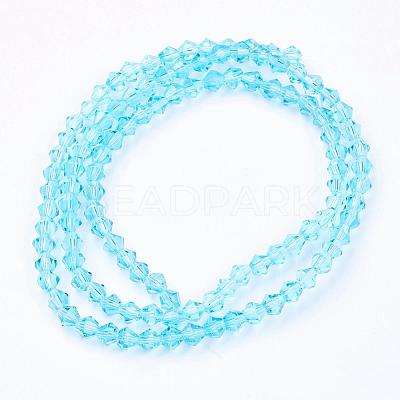 Light Sky Blue Glass Bicone Beads Strands X-GLAA-S026-06-1