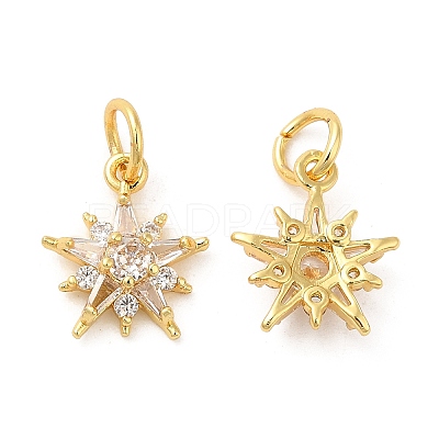 Rack Plating Brass Micro Pave Clear Cubic Zirconia Charms KK-Z026-06G-1