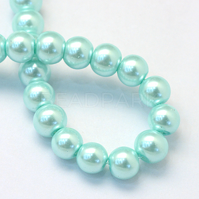 Baking Paint Pearlized Glass Pearl Round Bead Strands X-HY-Q330-8mm-45-1