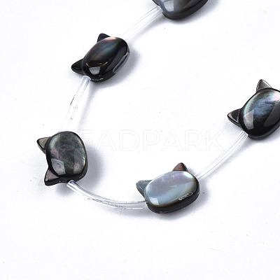Natural Black Lip Shell Beads Strands SSHEL-S278-124B-1