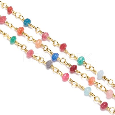 3.28 Feet Handmade Natural Dyed Jade Beaded Chains X-CHC-F007-08-1