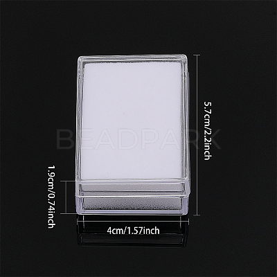 10Pcs 2 Colors Rectangle Transparent Plastic Loose Diamond Gemstone Storage Boxes CON-WH0095-46-1
