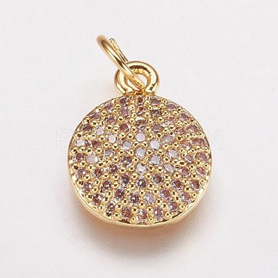 Brass Cubic Zirconia Charms KK-P134-25G-1
