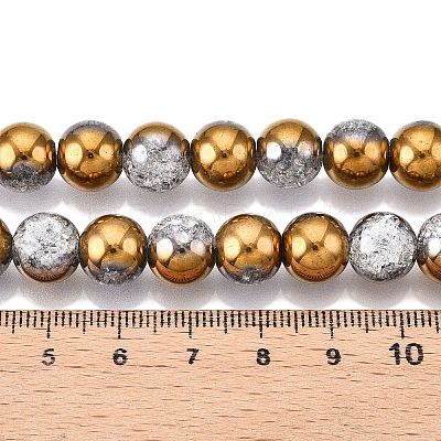 Electroplated Crackle Glass Beads Strands X-EGLA-N014-10mm-04-1