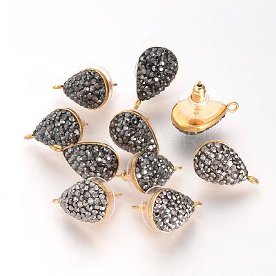 Polymer Clay Rhinestone Stud Earring Findings EJEW-S197-01-1