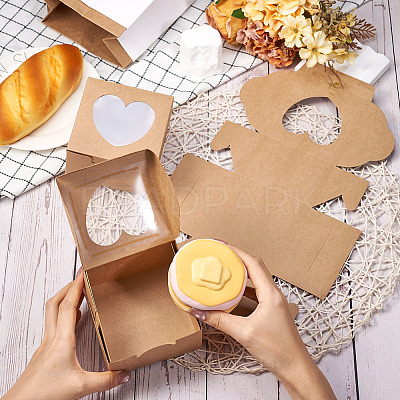 Square Paper Biscuit Boxes with Heart Clear Window CON-TAC0001-12C-02-1