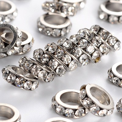 Brass Rhinestone Spacer Beads RB-H253-8x2.5mm-01-1