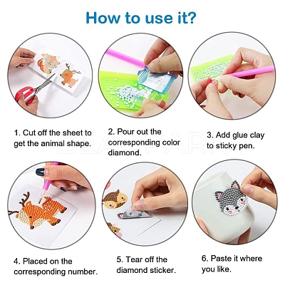DIY Duck & Rabbit & Easter Egg Diamond Painting Sticker Kits DIAM-PW0001-193E-1