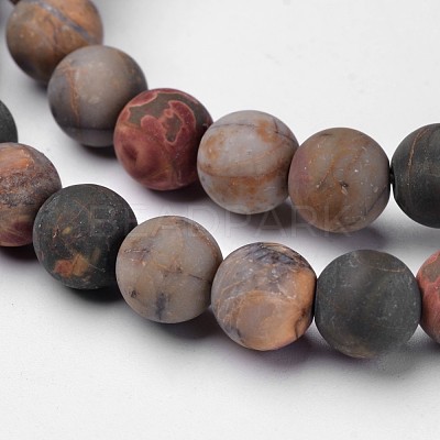 Natural Polychrome Jasper/Picasso Stone/Picasso Jasper Beads Strands G-D809-03-8mm-1