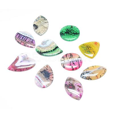 Natural Crackle Agate Stone Pendants G-T051-01-1