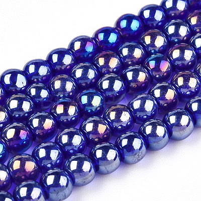 Electroplate Transparent Glass Beads Strands GLAA-T032-T6mm-AB15-1