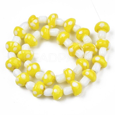 Mushroom Handmade Lampwork Beads Strands LAMP-R116-27-1