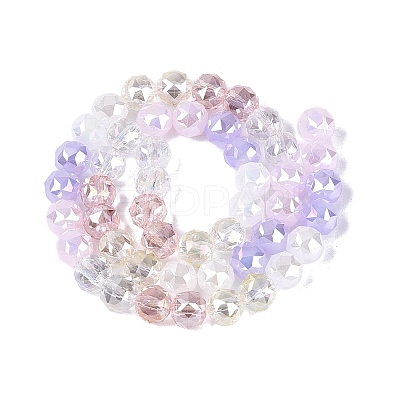 Electroplate Imitation Jade & Opaque & Transparent Glass Beads Strands EGLA-Q135-8MM-A04-1