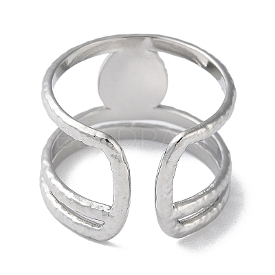 Non-Tarnish 304 Stainless Steel Open Cuff Ring Components STAS-Q308-06P-1