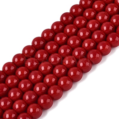 Opaque Solid Color Glass Beads Strands GLAA-T032-P6mm-20-1