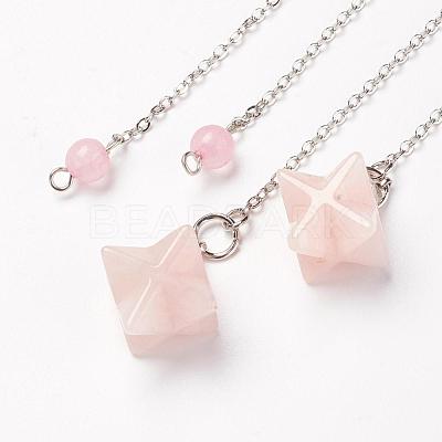 Chakra Natural Rose Quartz Dowsing Pendulums G-F516-01C-1