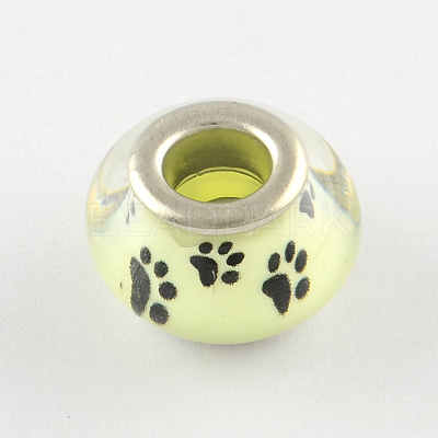 Large Hole Dog Paw Prints Pattern Resin European Beads OPDL-Q129-230A-1