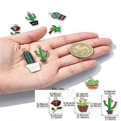 10Pcs 10 Styles Plant Alloy Enamel Pendants ENAM-YW0004-09-1