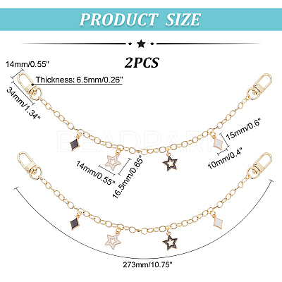 2Pcs Brass Cable Chains Purse Strap Extenders FIND-WR0006-66A-1