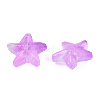 Transparent Spray Painted Glass Beads GLAA-N035-027-C05-1