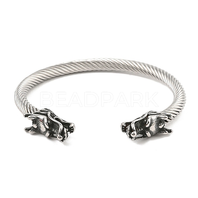 Viking 304 Stainless Steel Open Cuff Bangles for Men BJEW-U001-06B-AS-1