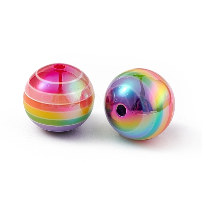 UV Plating Rainbow Iridescent Resin Beads X-RESI-I048-01E-1