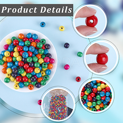 200Pcs Dyed Natural Wood Beads WOOD-GF0002-13B-1